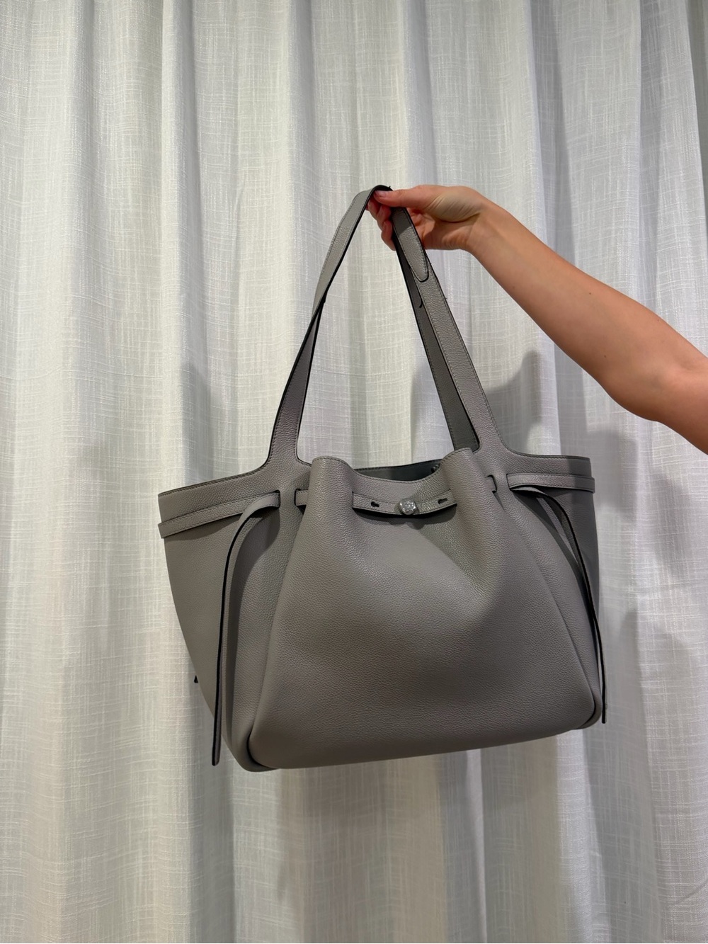 Tory Burch Gray Pebbled Leather Tote